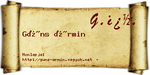 Güns Ármin névjegykártya